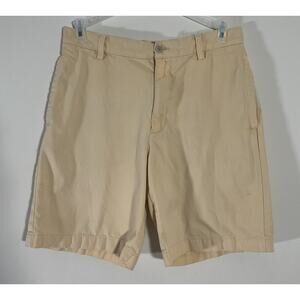 IZOD Pale Yellow Flat-Front Straight Fit Pants Men Size 32 Utilitycore Preppy